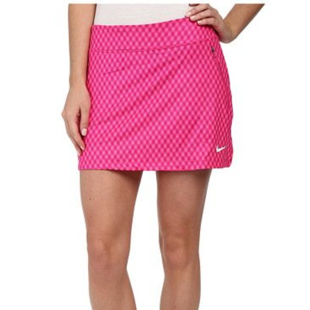 Nike Golf Tour Performance Gingham Flight Skort in Hot Pink, XL